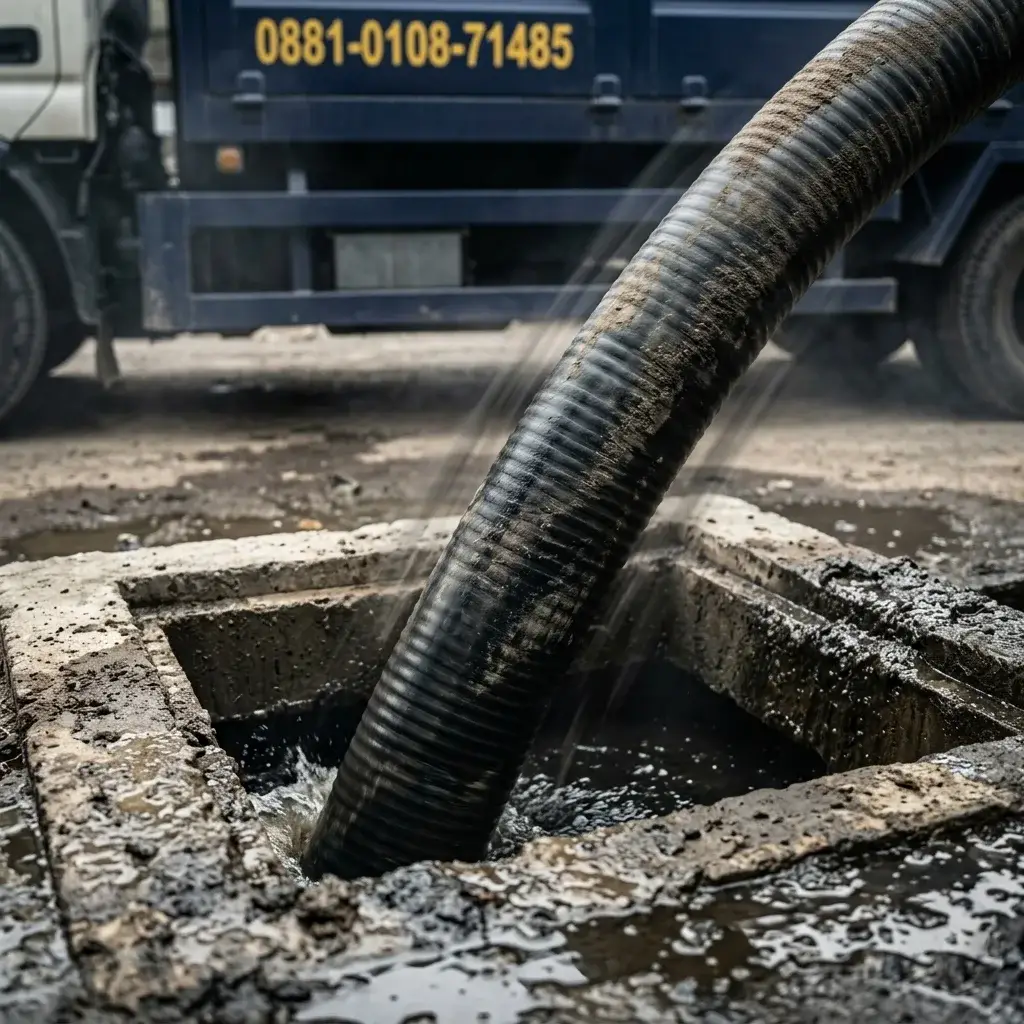 Proses pengerjaan sedot septic tank